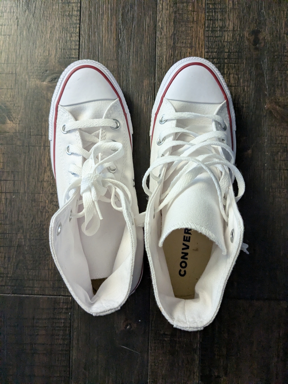 Converse White High-Top Sneakers with Red Accent